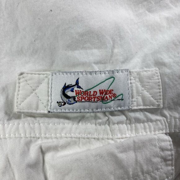 World Wide Sportsman Fishing Vented Button Up White Shirt Sz L - Picture 3 of 5